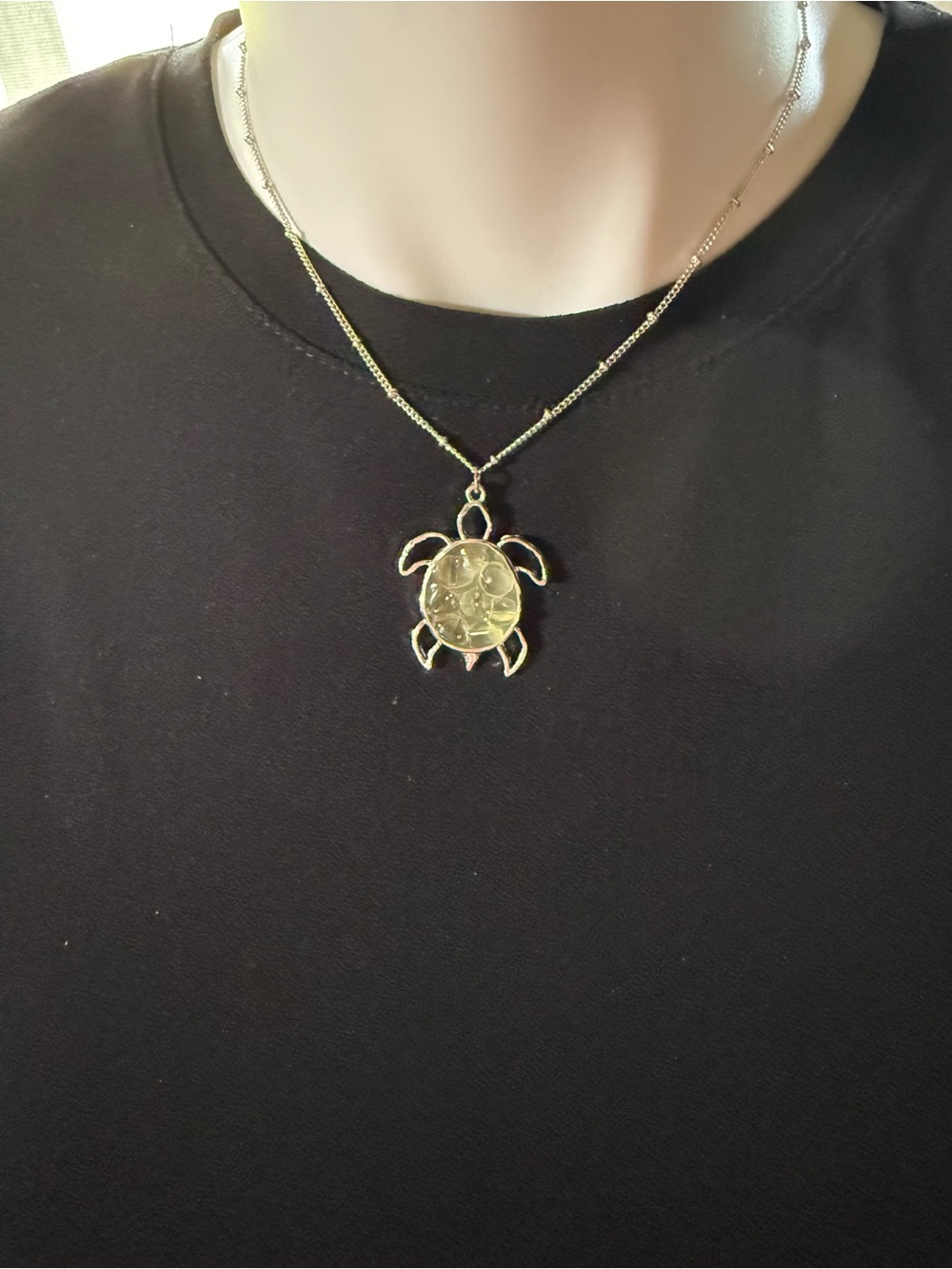 silver tone Turtle Pendant Necklace - Women Jewelry
